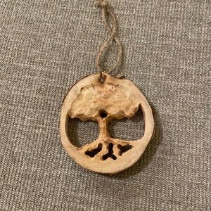 Hand-carved wood cookie Tree of Life Christmas ornament